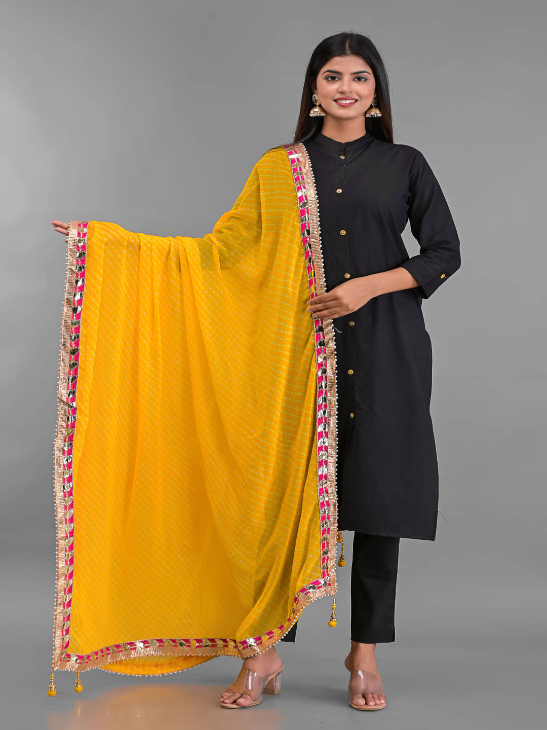     			Apratim - Yellow Georgette Women's Dupatta - ( Pack of 1 )