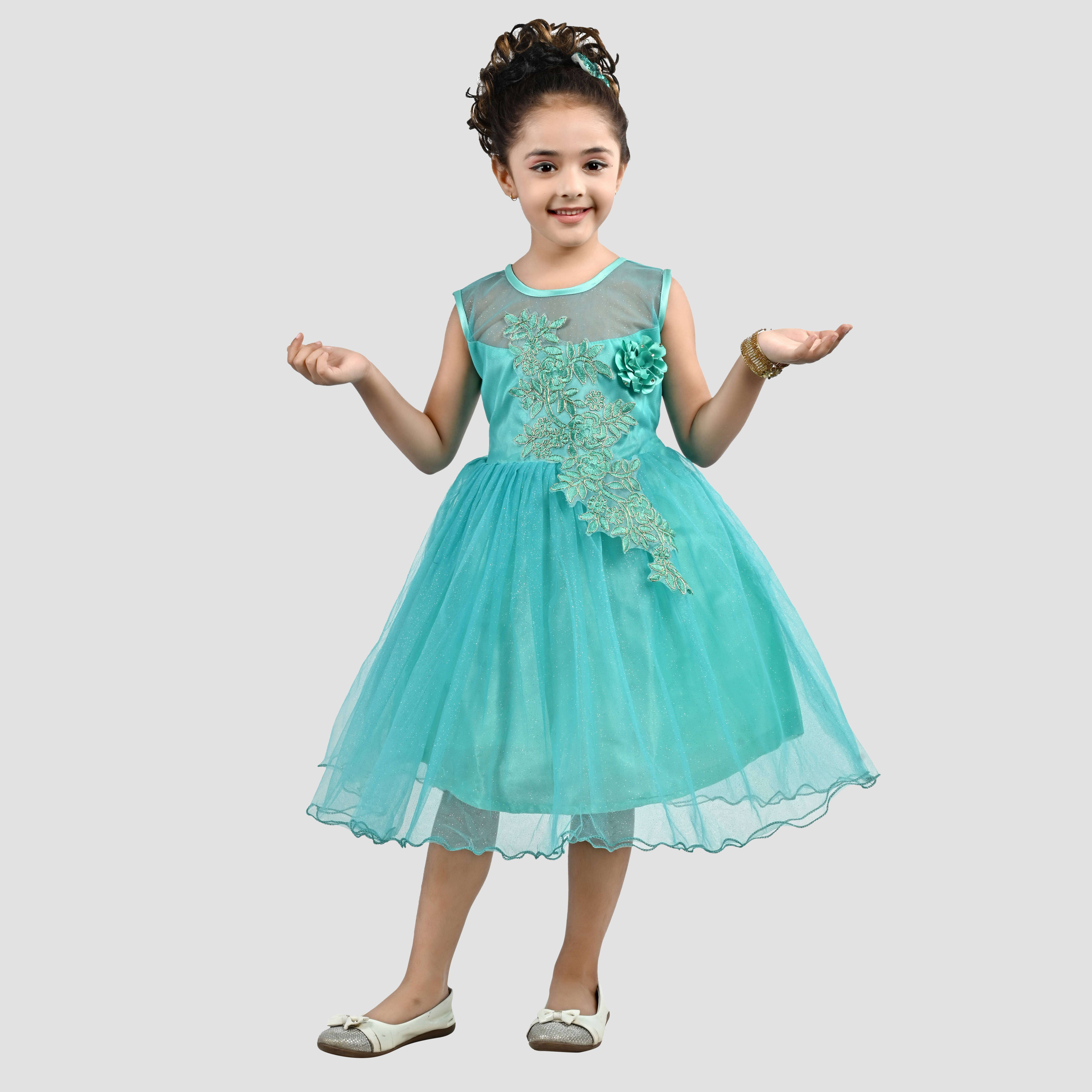     			Arshia Fashions Net Gown For Girls ( Pack of 1 , Green )