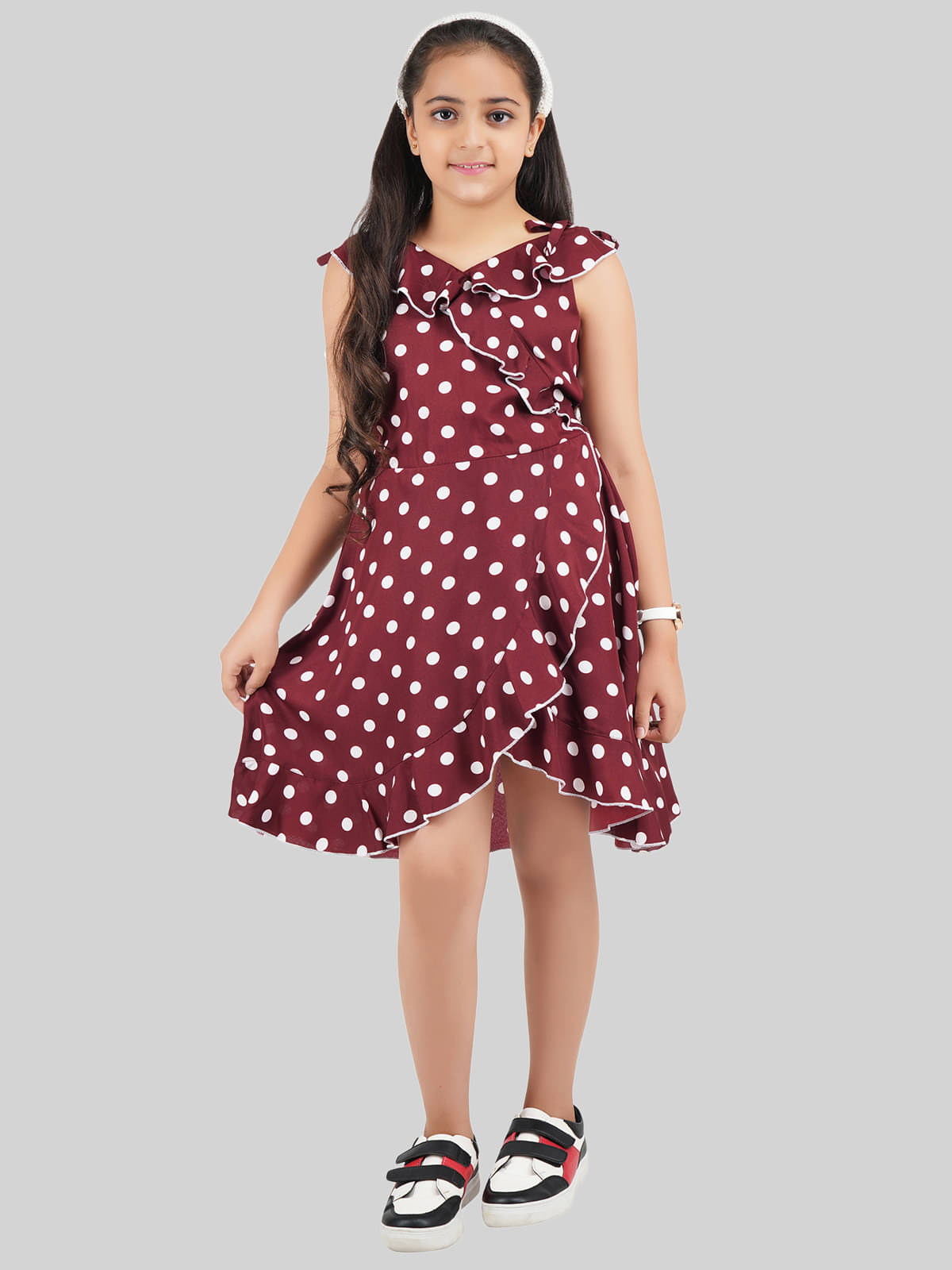    			Being Naughty Polyester Asymmetric Dress For Girls ( Pack of 1 , Chocolate Brown )