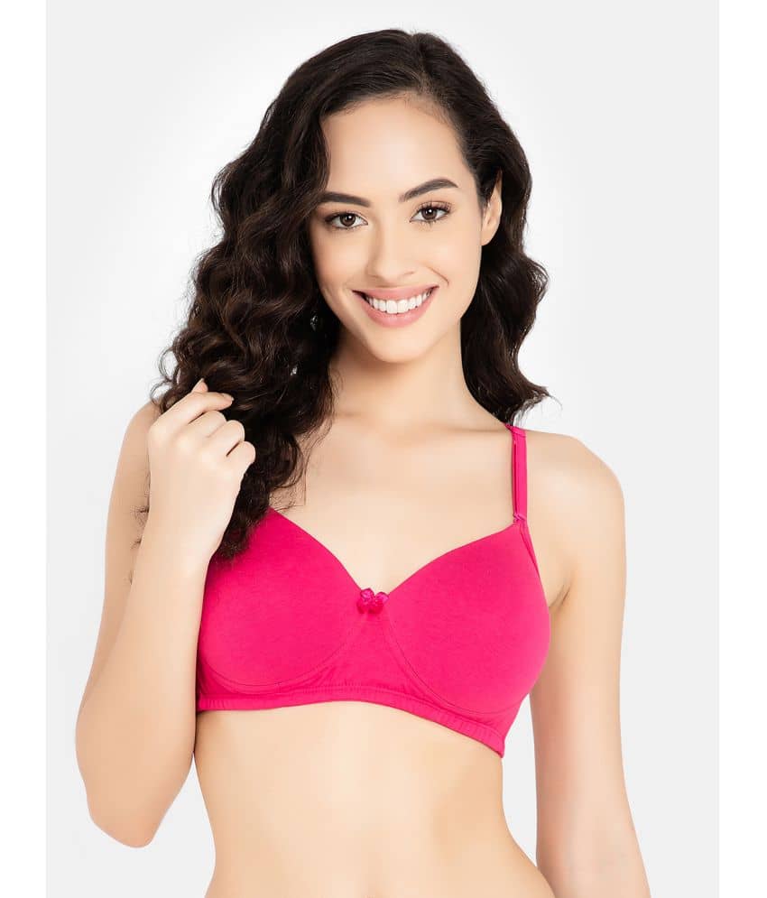 Clovia Cotton Blend Lightly Padded Women's T-Shirt Bra ( Magenta )