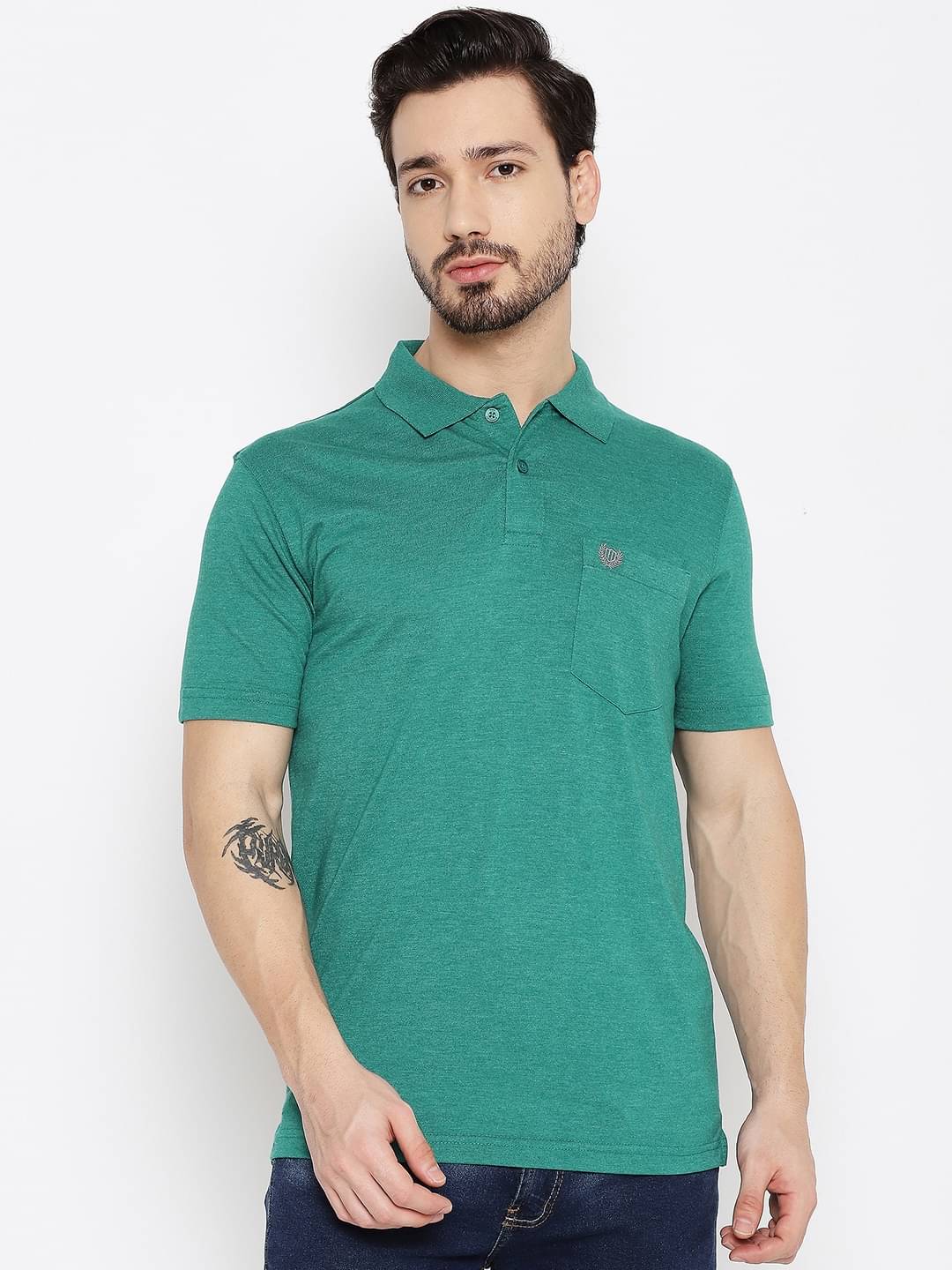 Duke Pack of 1 Cotton Blend Regular Fit Solid Half Sleeves Men's Polo T Shirt ( Green ) Duke Pack of 1 Cotton Blend Regular Fit Solid Half Sleeves Men's Polo T Shirt ( Green )