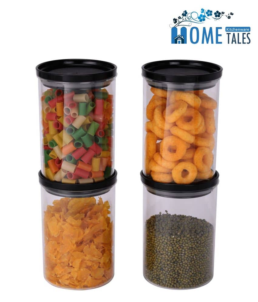 iview kitchenware - Polyproplene Black Food Container ( Set of 4 - 900 )
