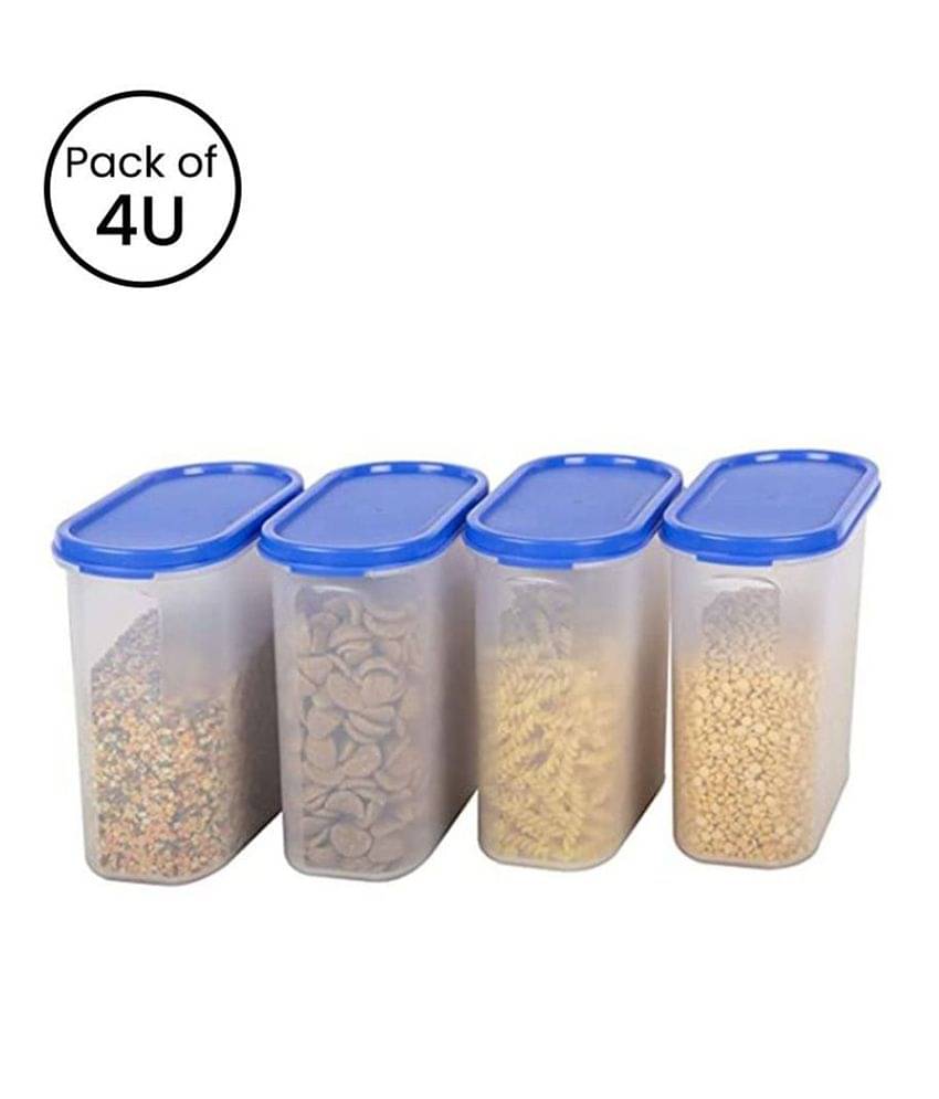     			iview kitchenware Multi-Purpose Plastic Food Storage Modular Food Storage Container, 1500ml each, 4U, Blue Lid
