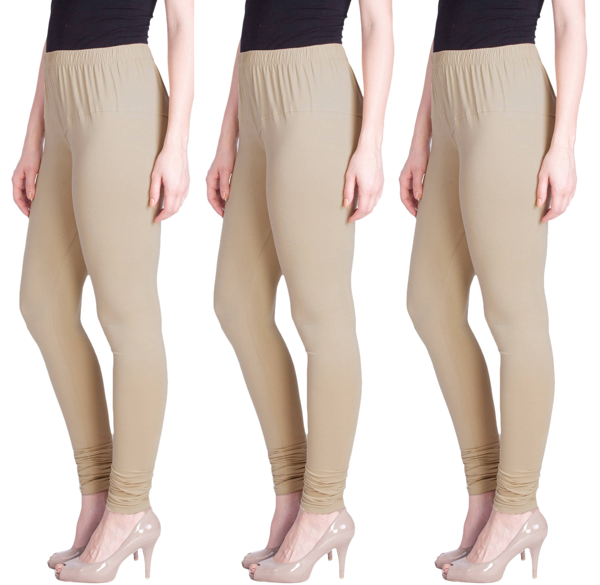     			LYRA - Beige Cotton Women's Churidar ( Pack of 3 )