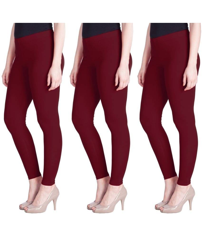     			LYRA - Maroon Cotton Women's Leggings ( Pack of 3 )