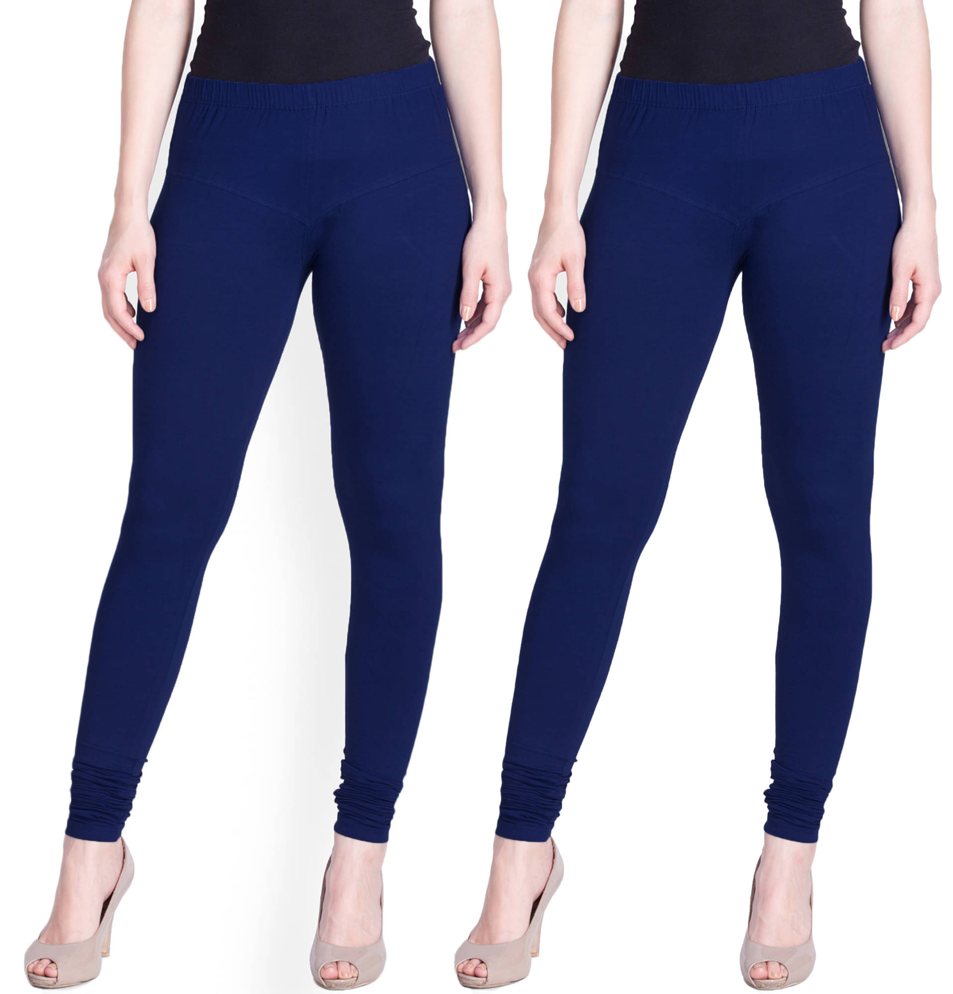     			LYRA - Navy Blue Cotton Women's Leggings ( Pack of 2 )