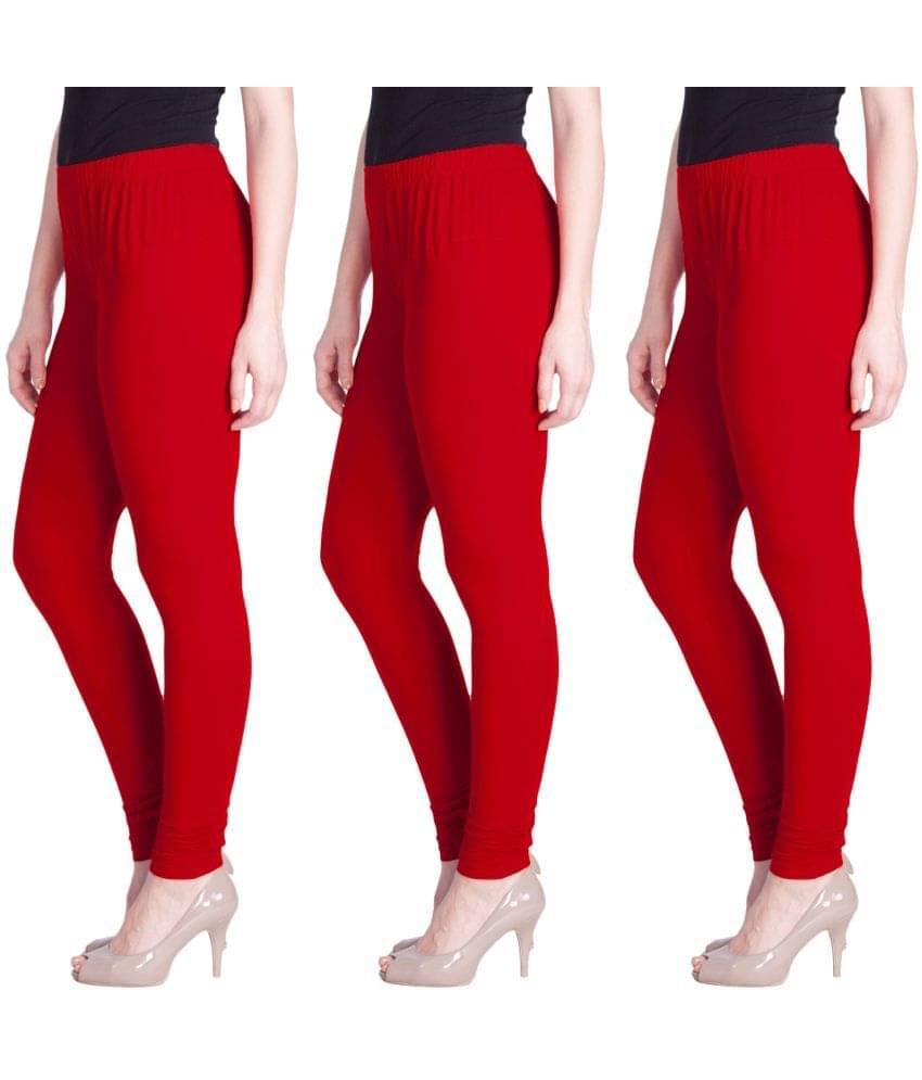    			LYRA - Red Cotton Women's Churidar ( Pack of 3 )