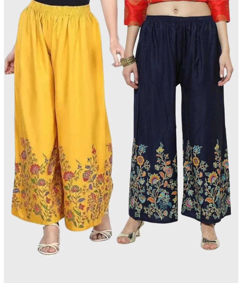     			MEYARA - Navy Blue Rayon Straight Women's Palazzos ( Pack of 2 )