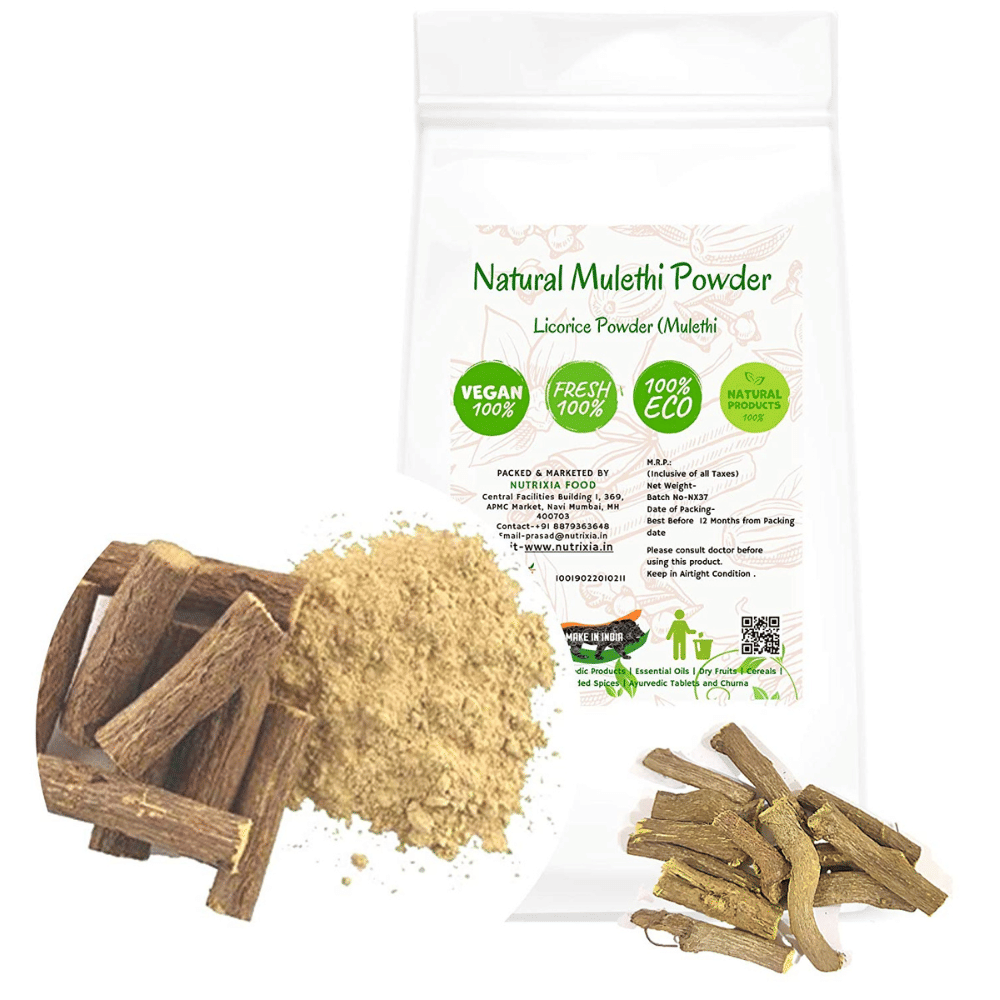 Nutrixia Food Mulethi Powder churna- Multhi- Yashtimadhu-Jeshthamadha-Licorice Root 100 gm Nutrixia Food Mulethi Powder churna- Multhi- Yashtimadhu-Jeshthamadha-Licorice Root 100 gm