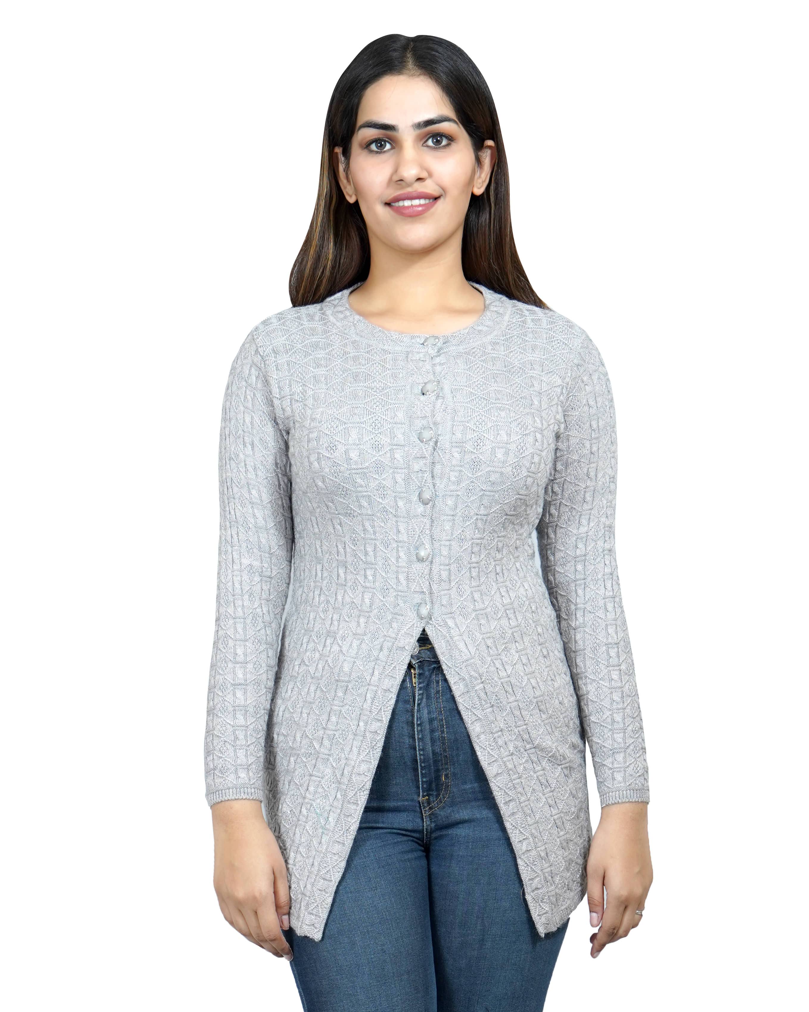 Ogarti Woollen Grey Buttoned Cardigans - Single