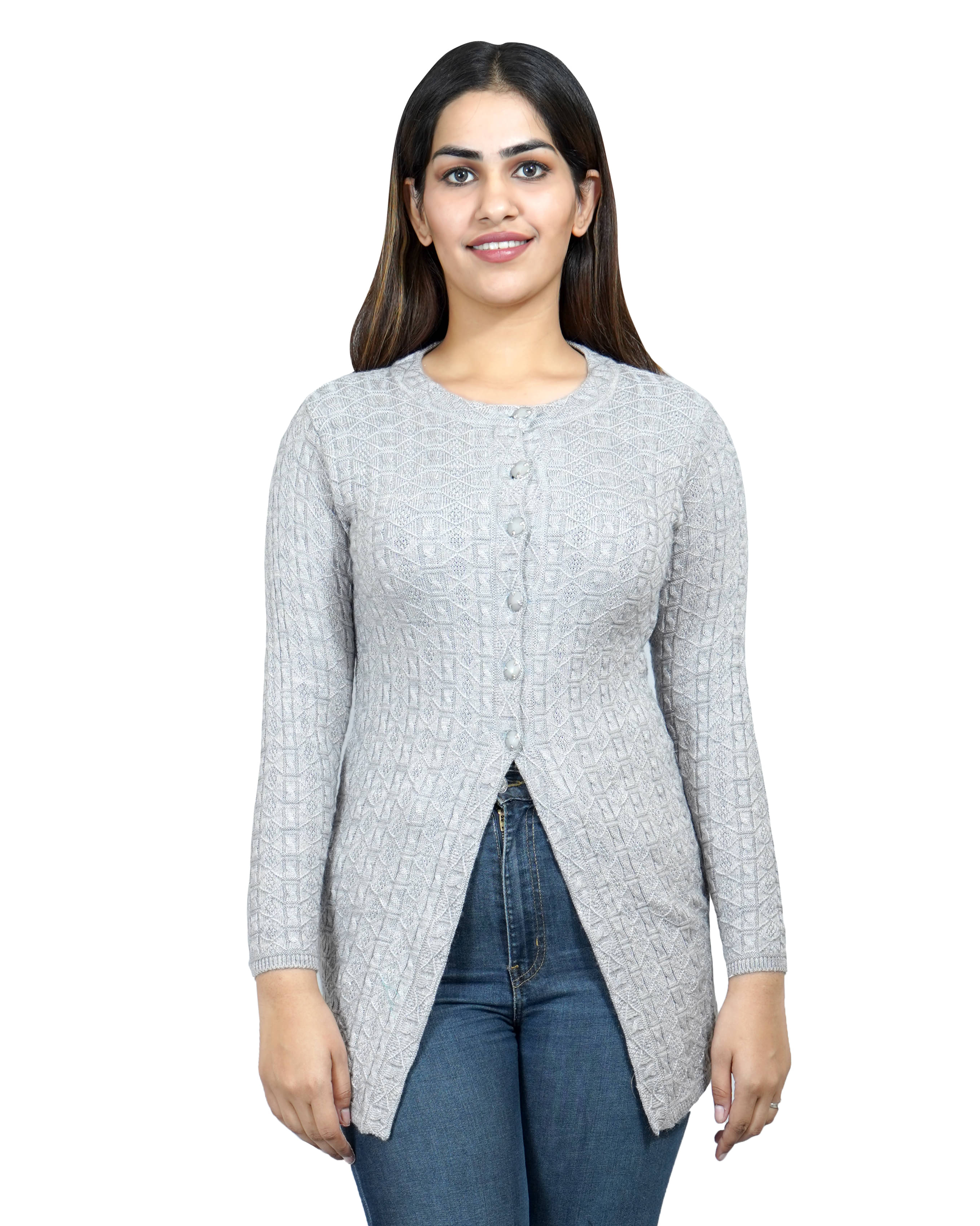 Ogarti Woollen Grey Buttoned Cardigans - Single Ogarti Woollen Grey Buttoned Cardigans - Single
