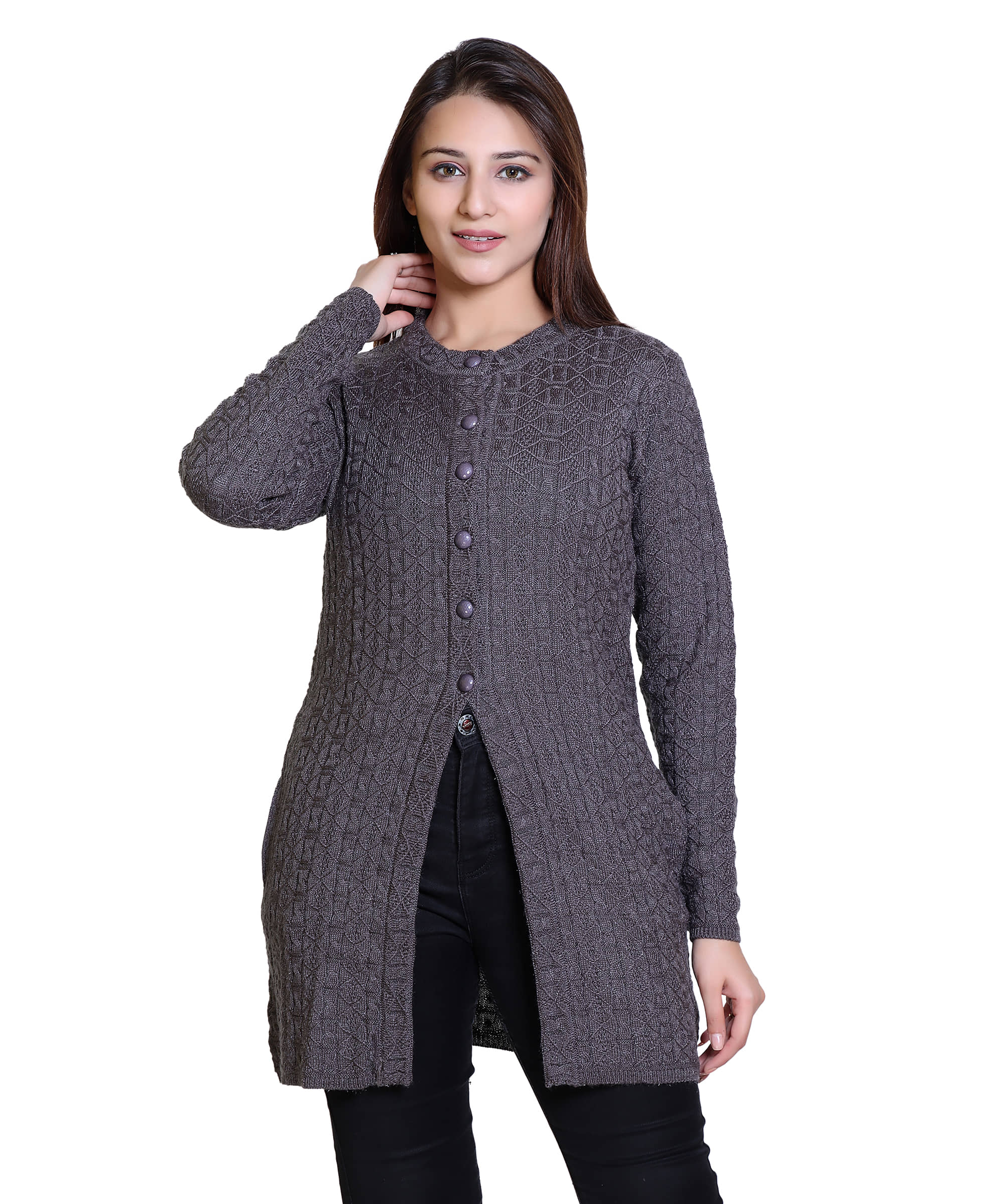 Ogarti Woollen Silver Buttoned Cardigans - Single