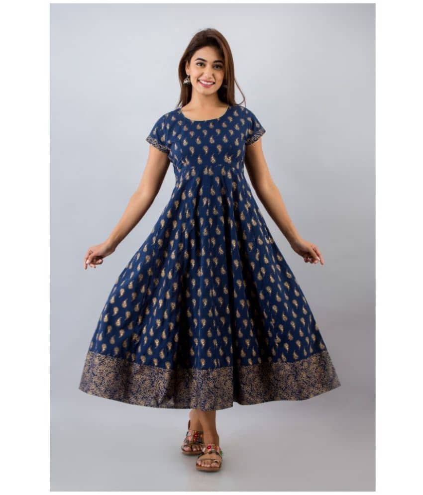 SVARCHI - Blue Cotton Blend Women's Anarkali Kurti ( Pack of 1 ) - Kurtis, Tunics | Buy online on ZillyBuy