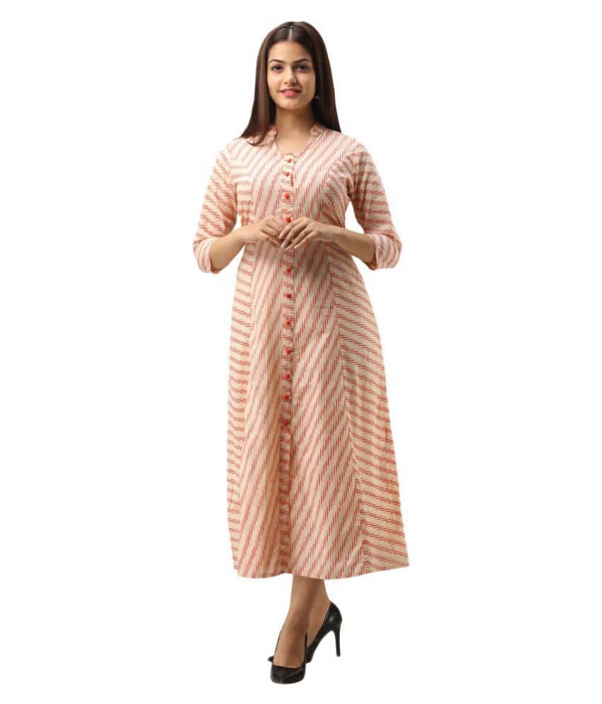 SVARCHI - Orange Cotton Blend Women's A-line Kurti ( Pack of 1 ) - Kurtis, Tunics | Buy online on ZillyBuy