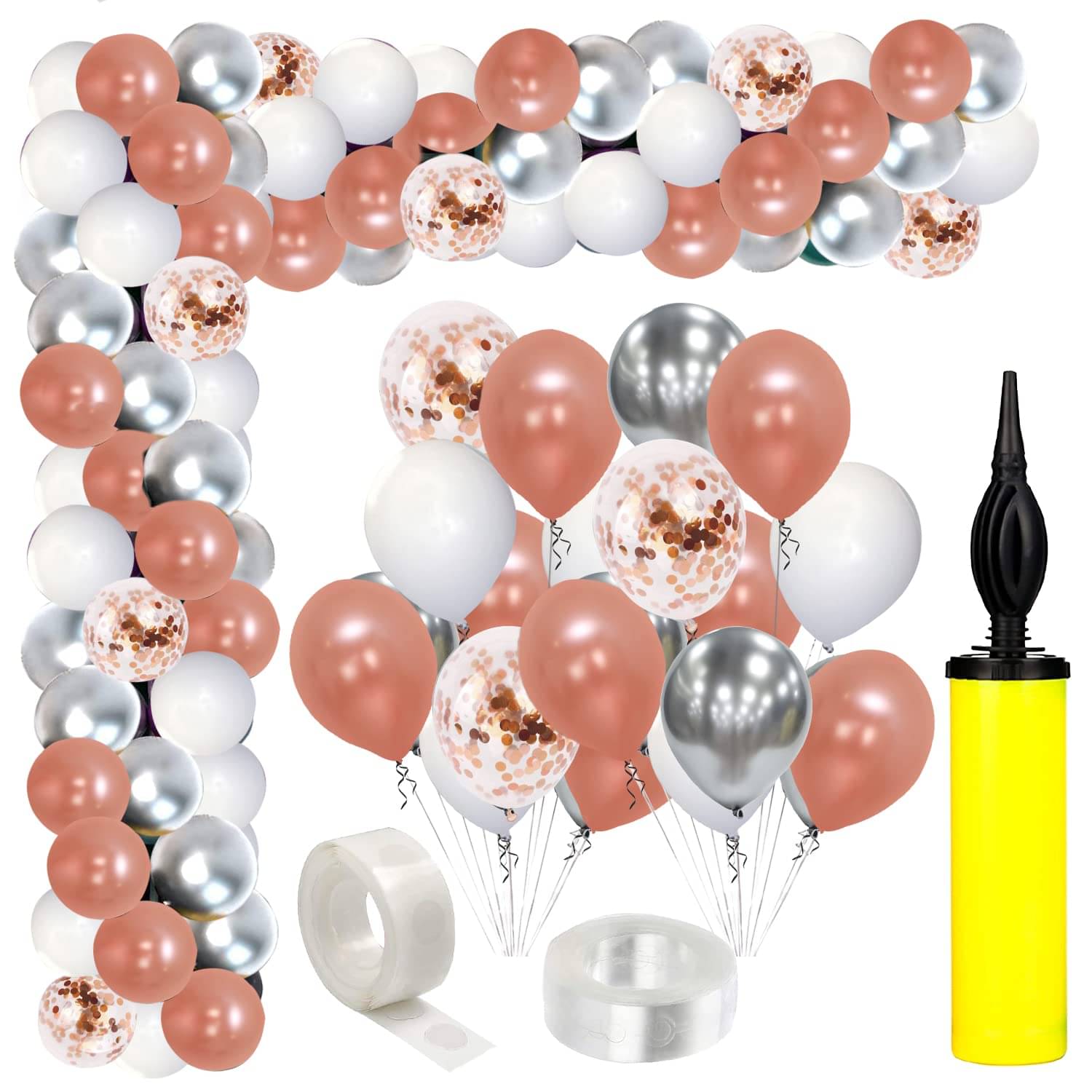     			Zyozi   Rose Gold Balloon Arch Kit, Balloon Garland Rose Gold White Silver Mettalic Balloons with Rose Gold Confetti Balloon for Girl Women Birthday Wedding Party Decoration(Pack Of 78)