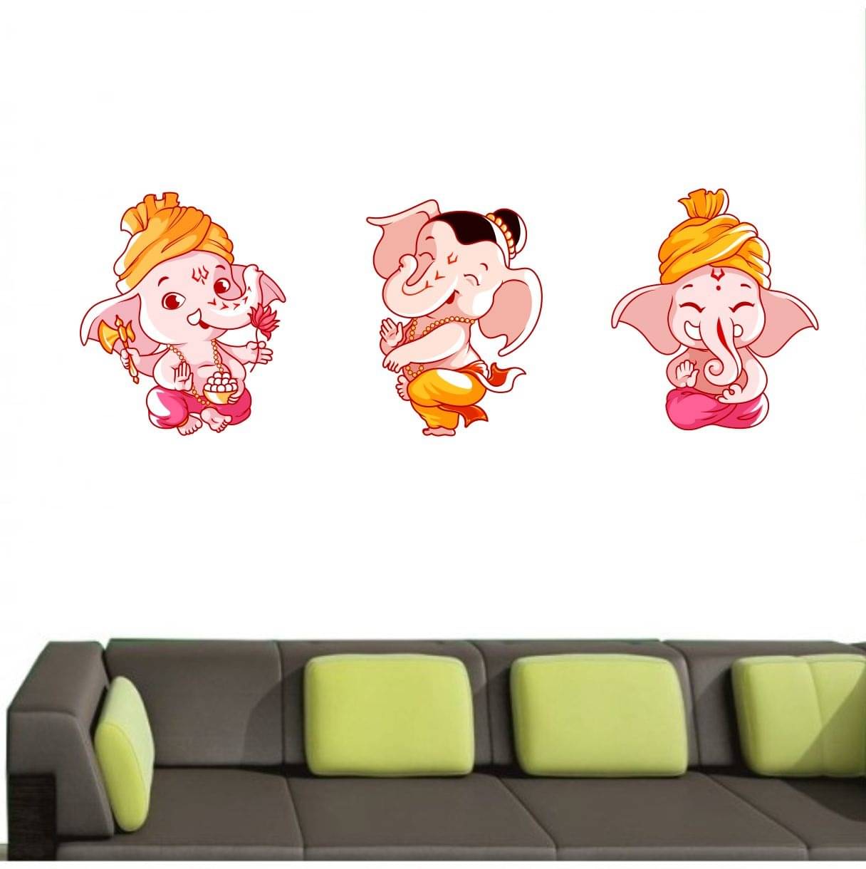     			Asmi Collection Set of 3 Cheering Little God Ganesha Wall Sticker ( 60 x 65 cms )