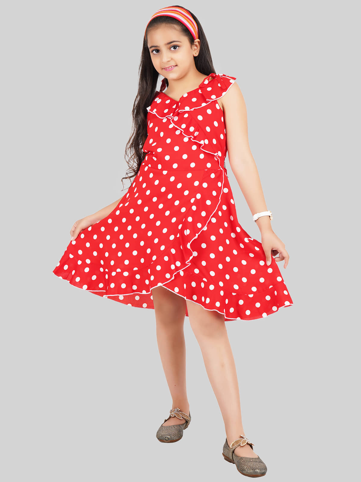 Being Naughty Polyester Frock For Girls ( Pack of 1 , Red )