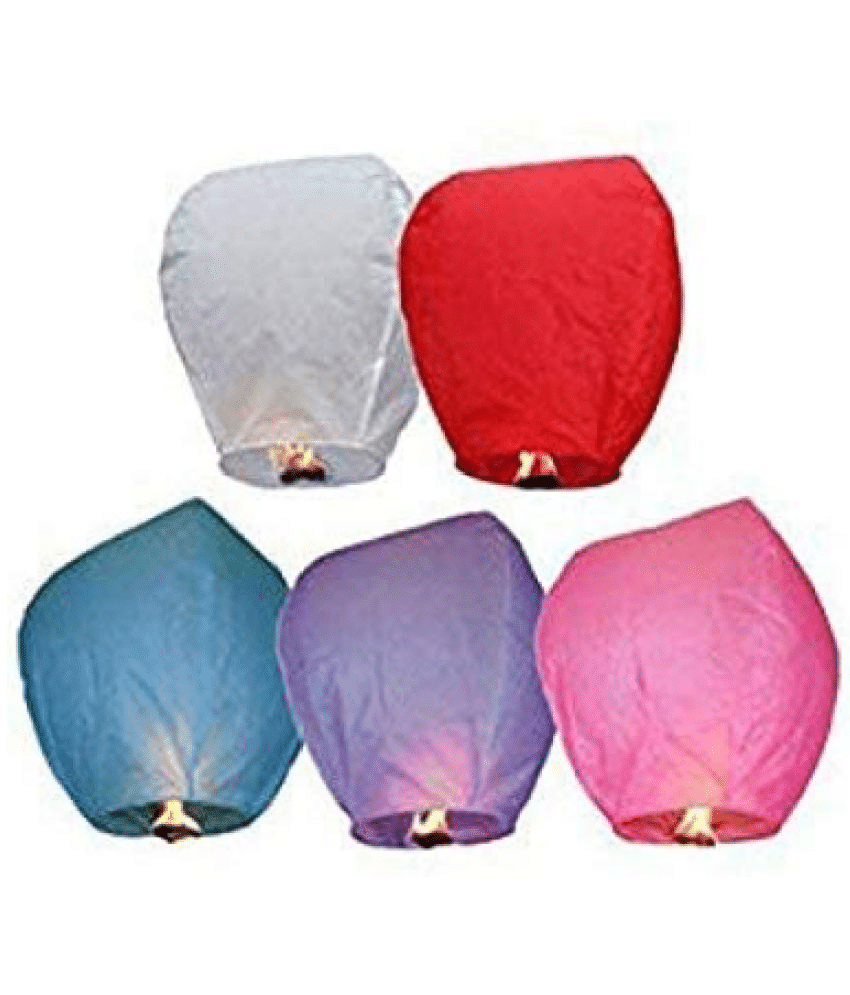     			Blooms Mall  Paper Sky Lanterns Multicolour Wishing Hot Air Balloon ( Pack of 5