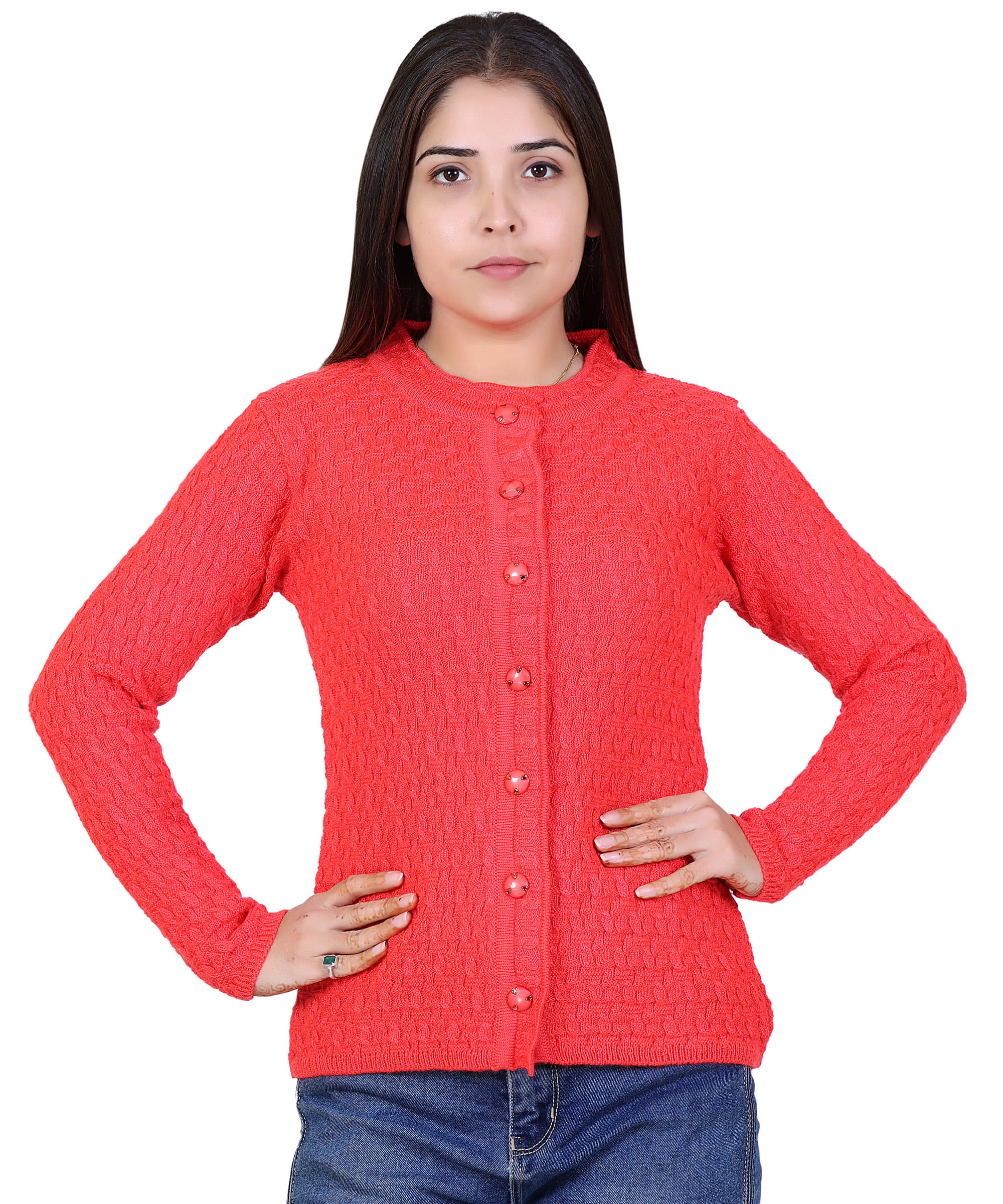 Ogarti Woollen Pink Buttoned Cardigans - Single Ogarti Woollen Pink Buttoned Cardigans - Single