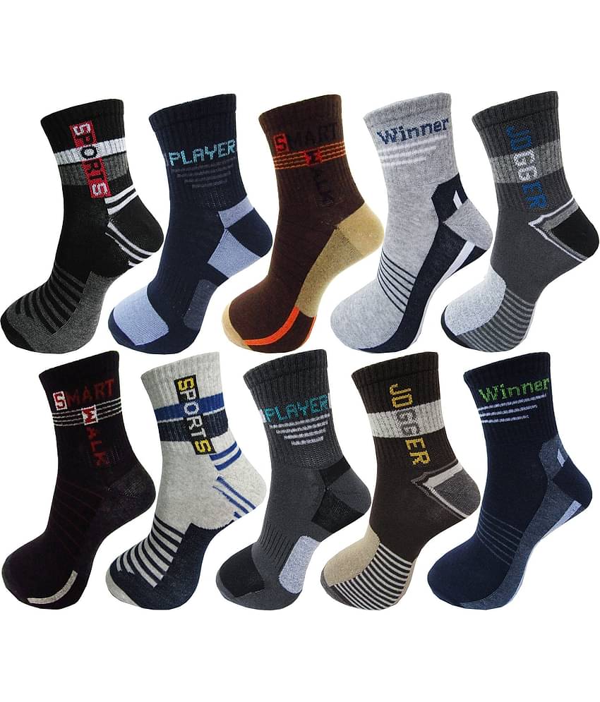 RC. ROYAL CLASS - Cotton Men's Self Design Multicolor Ankle Length Socks ( Pack of 10 )