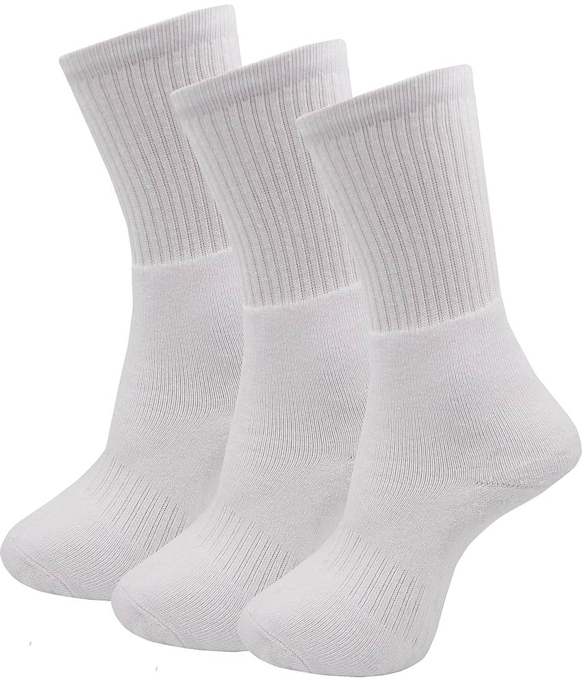 RC. ROYAL CLASS - Cotton Men's Solid White Mid Length Socks ( Pack of 3 )