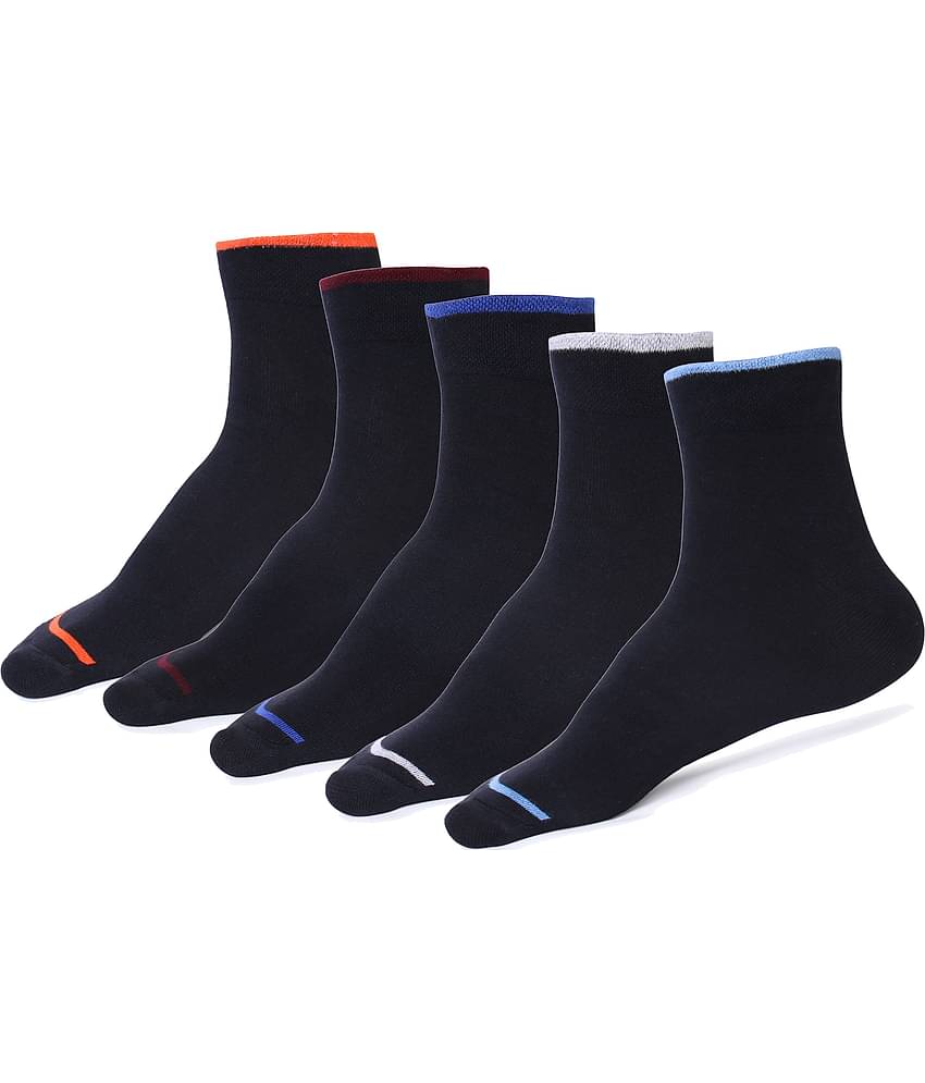 RC. ROYAL CLASS - Cotton Men's Striped Black Ankle Length Socks ( Pack of 5 )
