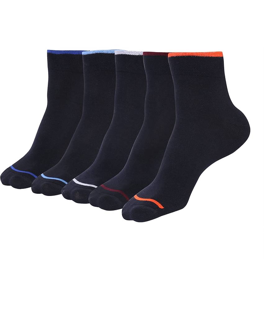 RC. ROYAL CLASS - Cotton Men's Striped Black Ankle Length Socks ( Pack of 5 )