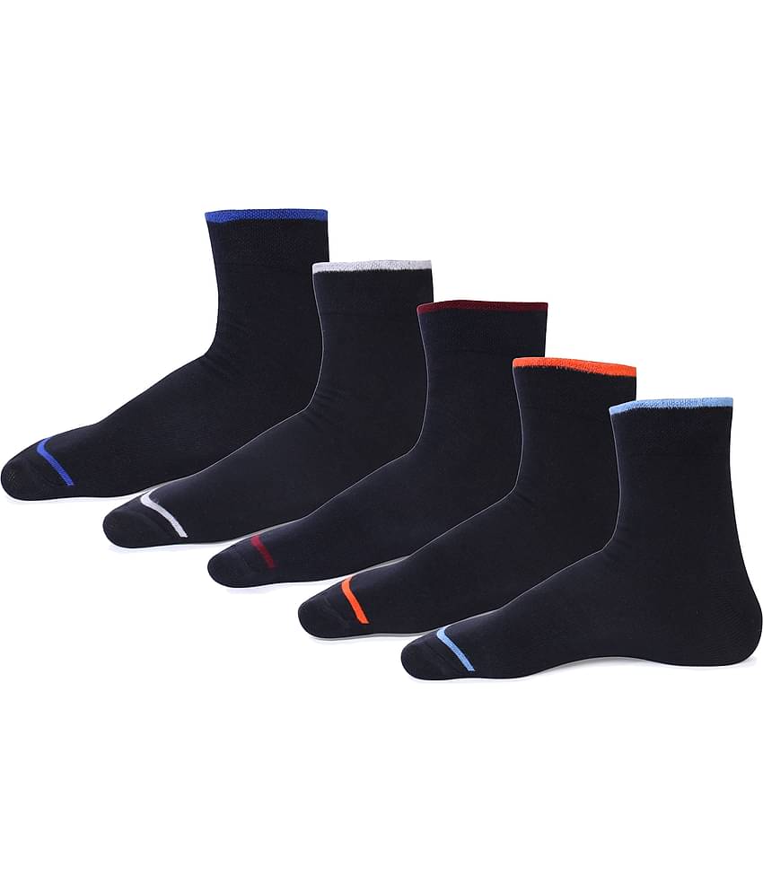 RC. ROYAL CLASS - Cotton Men's Striped Black Ankle Length Socks ( Pack of 5 )