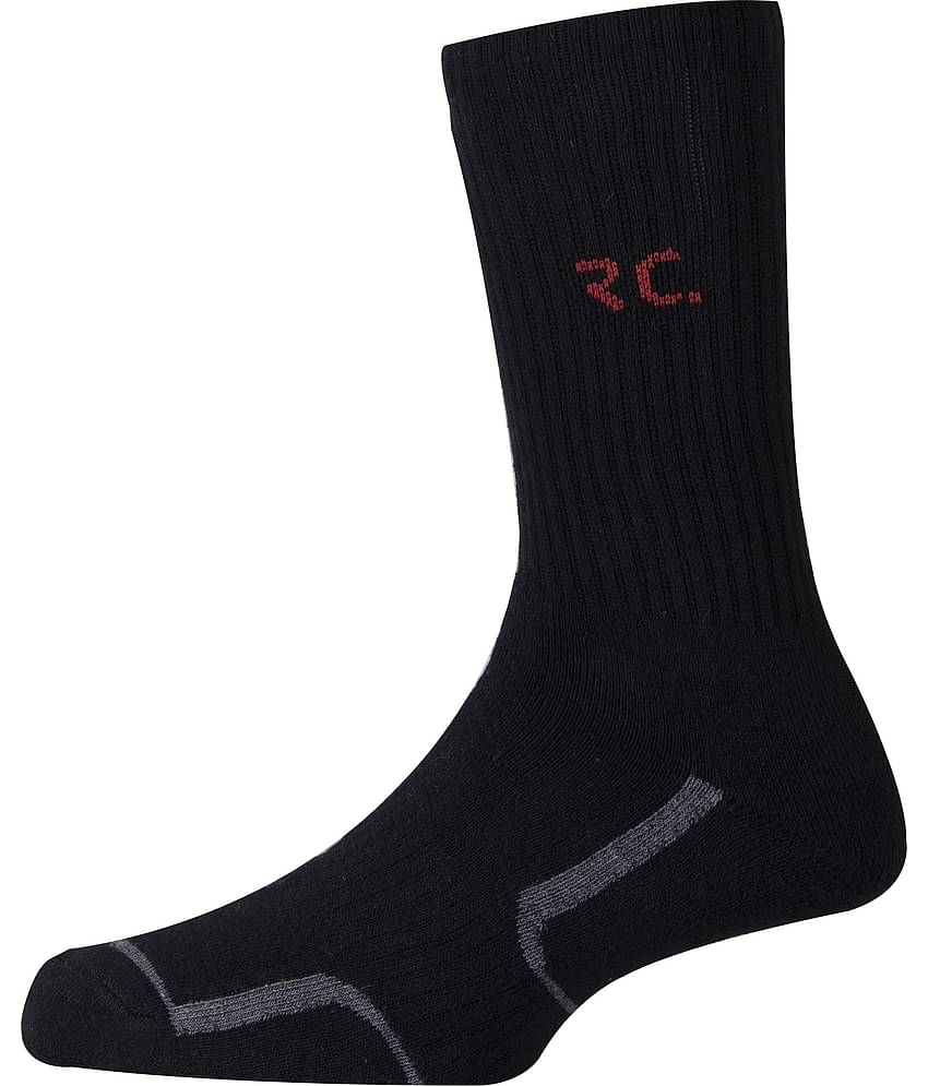 RC. ROYAL CLASS - Cotton Men's Striped Black Mid Length Socks ( Pack of 3 )