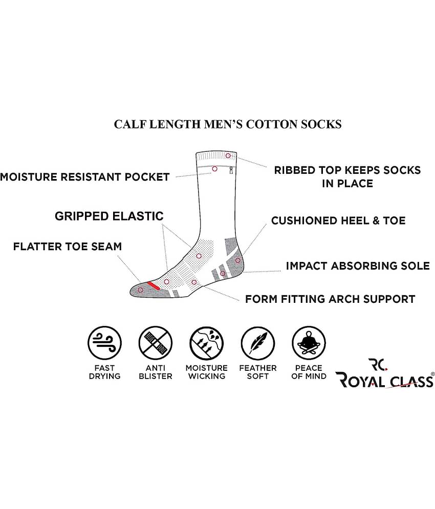 RC. ROYAL CLASS - Cotton Men's Striped Black Mid Length Socks ( Pack of 3 )