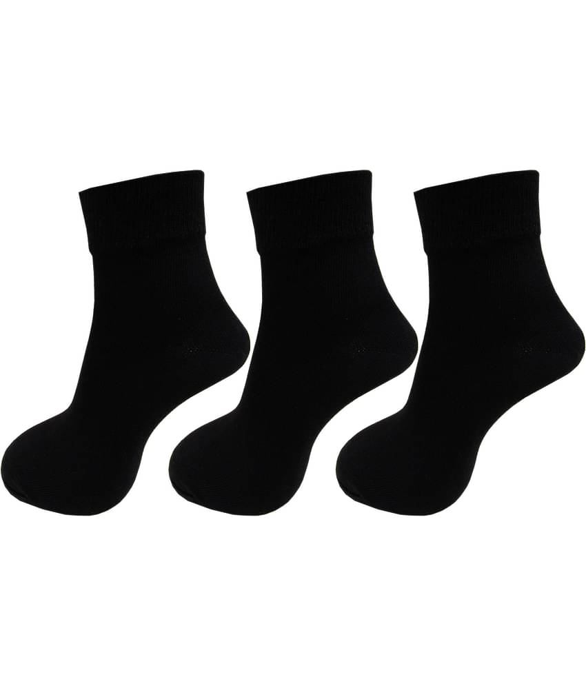 RC. ROYAL CLASS - Cotton Men's Solid Black Ankle Length Socks ( Pack of 3 )