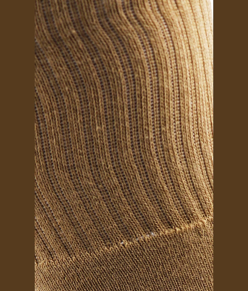 RC. ROYAL CLASS - Cotton Men's Solid Khaki Mid Length Socks ( Pack of 3 )