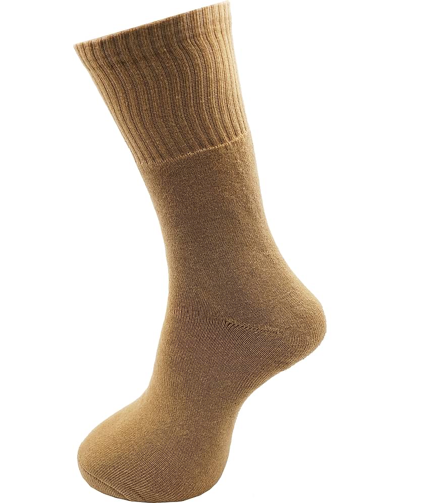 RC. ROYAL CLASS - Cotton Men's Solid Khaki Mid Length Socks ( Pack of 3 )