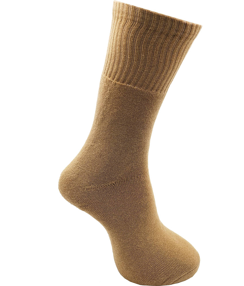 RC. ROYAL CLASS - Cotton Men's Solid Khaki Mid Length Socks ( Pack of 3 )