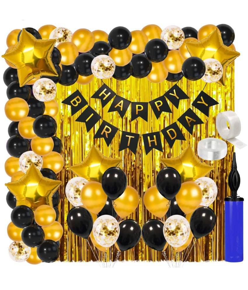     			Zyozi  86 PCS Black Gold and Silver Balloon Garland Arch Kit With Happy Birthday Letter Banner and Confetti Balloon for Birthday Graduation Bachelorette Wedding New Year Party Decoration
