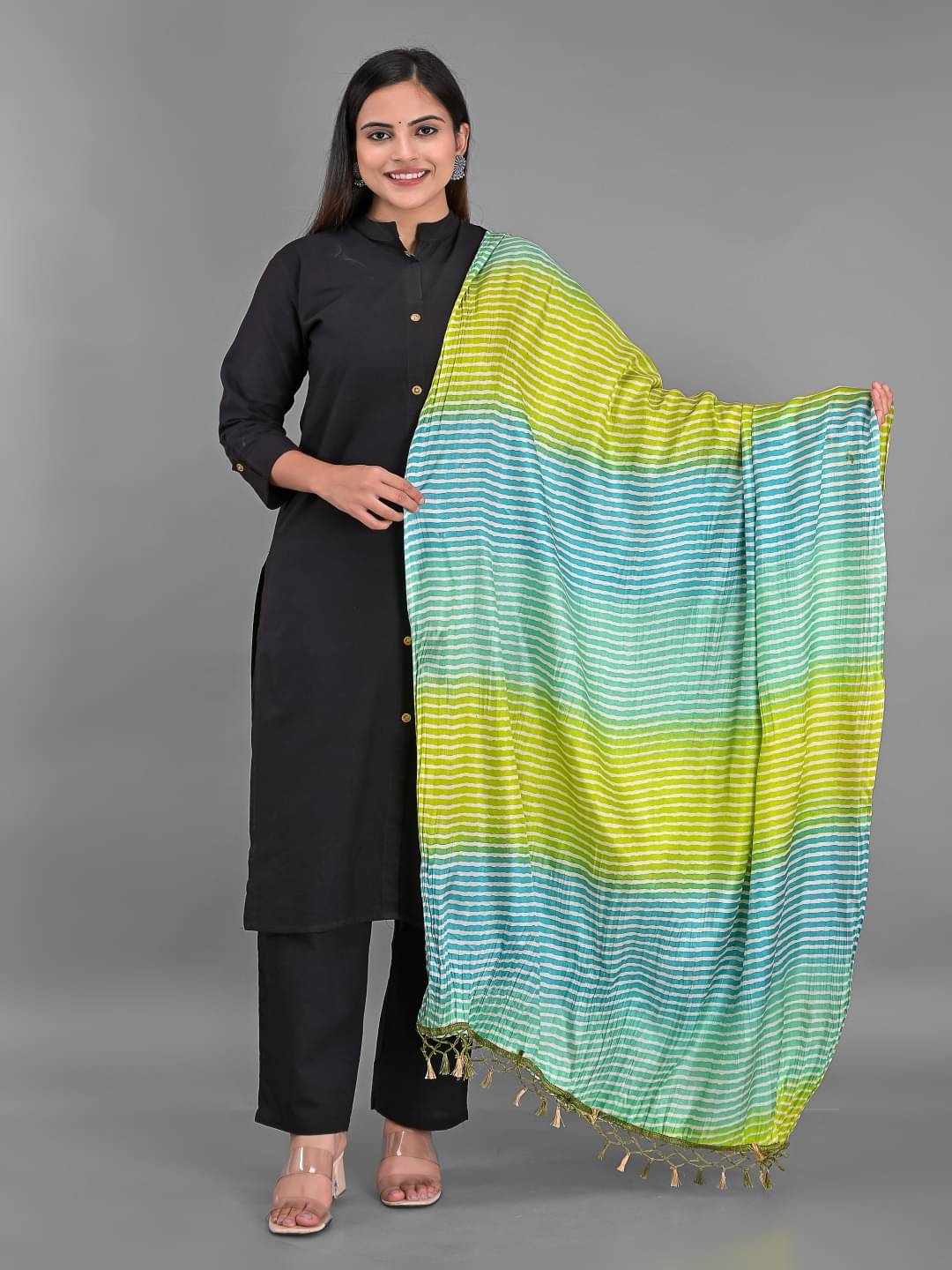 Anjaneya Creations - Multicoloured Silk Women's Dupatta - ( Pack of 1 ) Anjaneya Creations - Multicoloured Silk Women's Dupatta - ( Pack of 1 )
