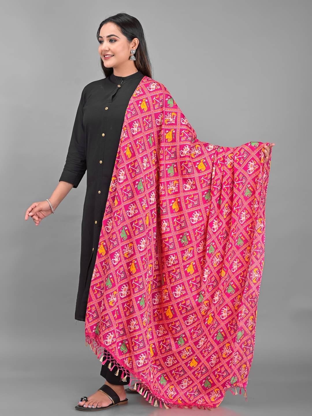 Anjaneya Creations - Pink Silk Women's Dupatta - ( Pack of 1 ) Anjaneya Creations - Pink Silk Women's Dupatta - ( Pack of 1 )