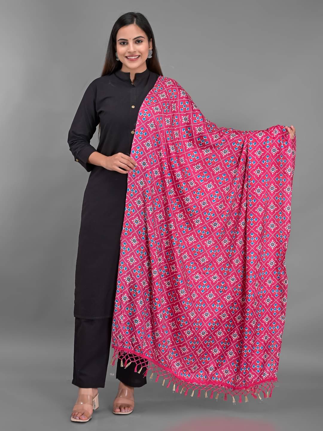 Anjaneya Creations - Pink Silk Women's Dupatta - ( Pack of 1 ) Anjaneya Creations - Pink Silk Women's Dupatta - ( Pack of 1 )