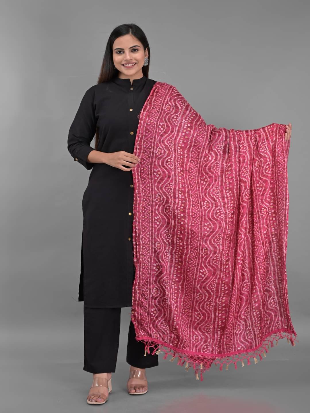     			Anjaneya Creations - Pink Silk Women's Dupatta - ( Pack of 1 )