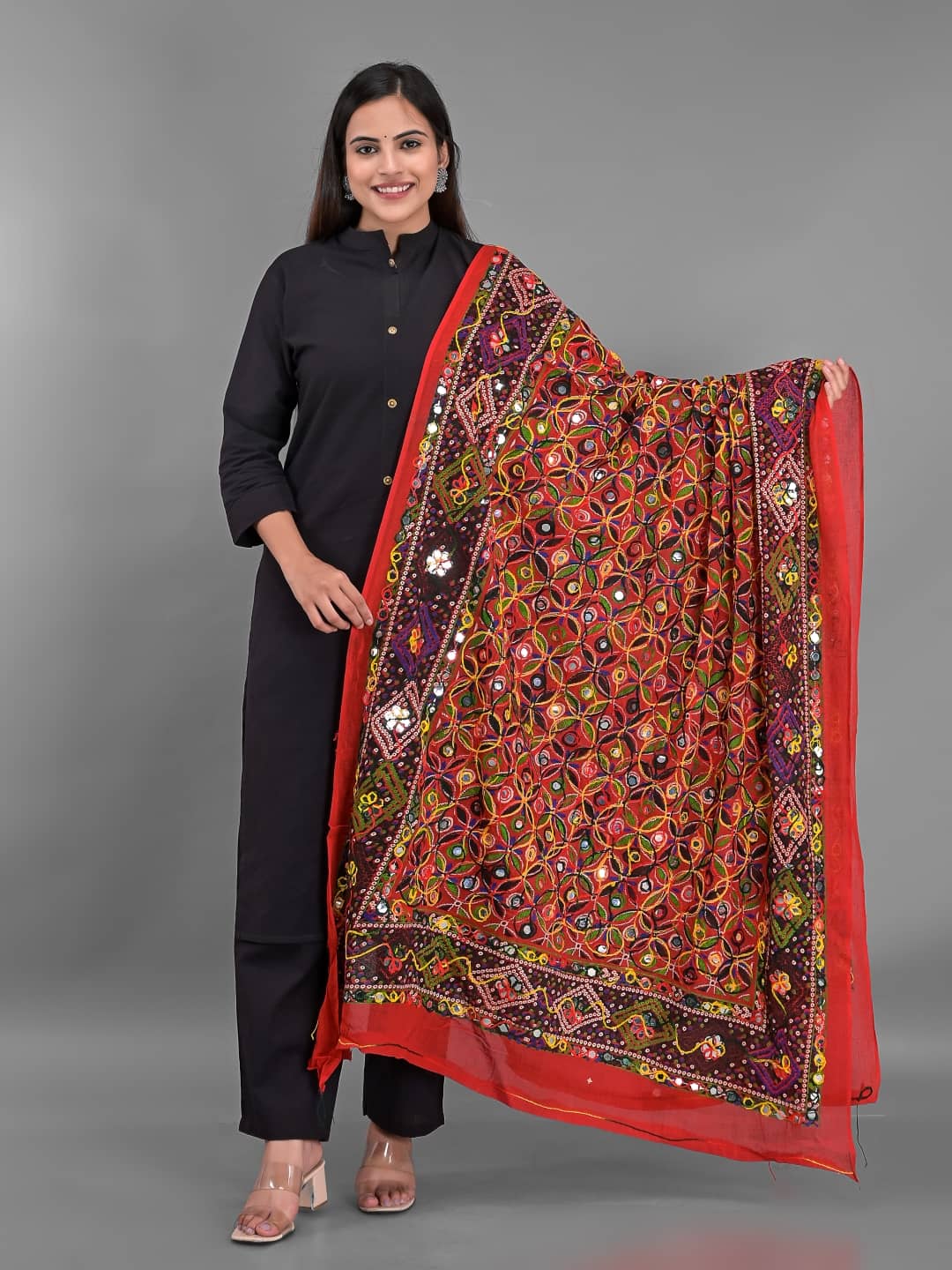 Anjaneya Creations - Red Cotton Women's Dupatta - ( Pack of 1 ) - Dupattas & Shawls | Buy online on ZillyBuy