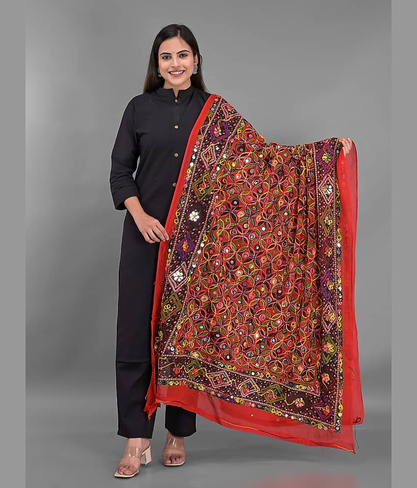 Anjaneya Creations - Red Cotton Women's Dupatta - ( Pack of 1 ) - Dupattas & Shawls | Buy online on ZillyBuy