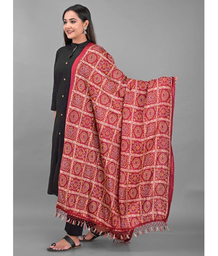 Anjaneya Creations - Red Silk Women's Dupatta - ( Pack of 1 ) Anjaneya Creations - Red Silk Women's Dupatta - ( Pack of 1 )