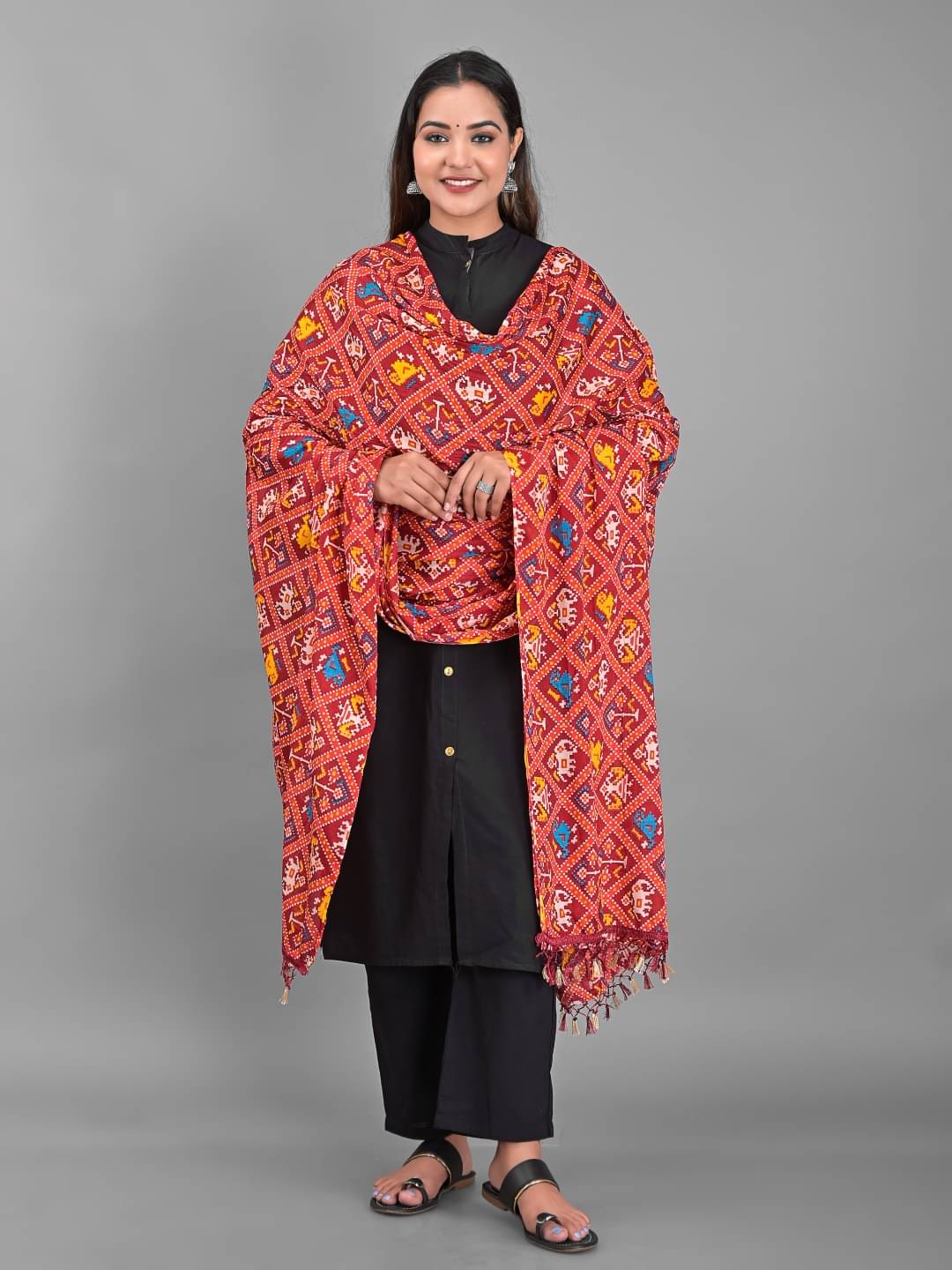    			Anjaneya Creations - Red Silk Women's Dupatta - ( Pack of 1 )