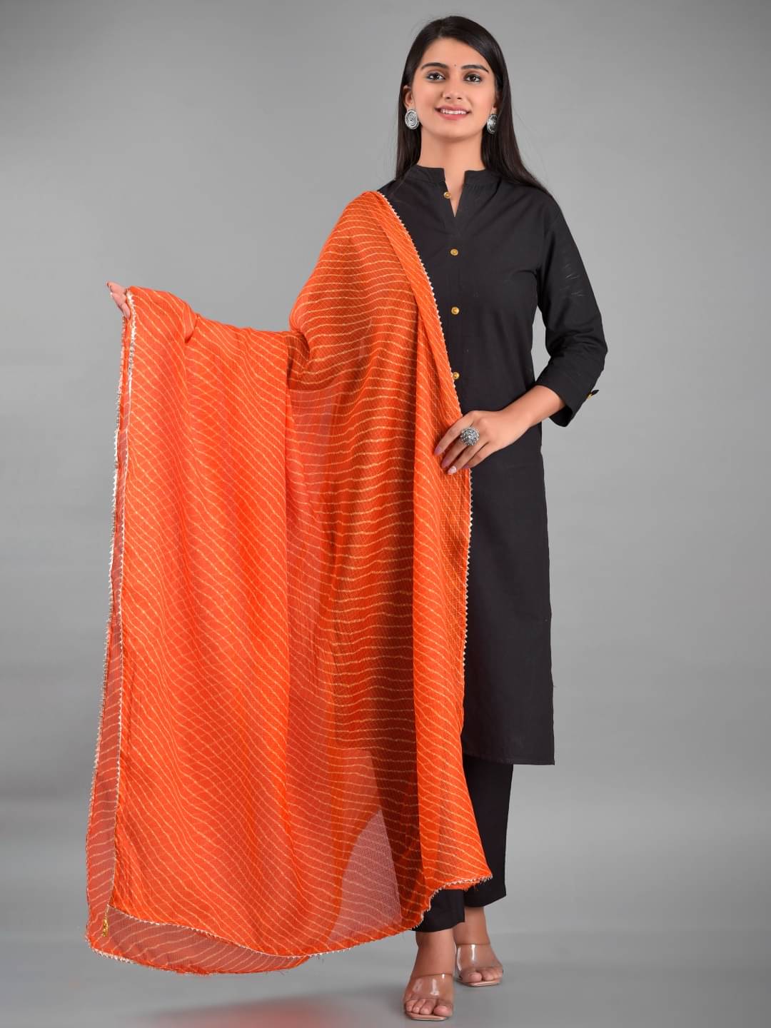     			Apratim - Orange Cotton Women's Dupatta - ( Pack of 1 )