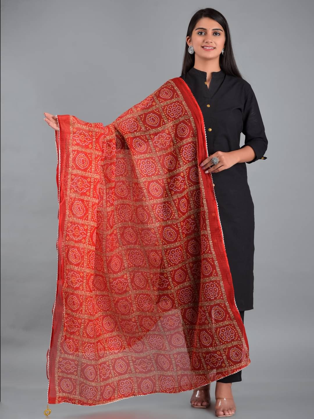     			Apratim - Red Cotton Women's Dupatta - ( Pack of 1 )