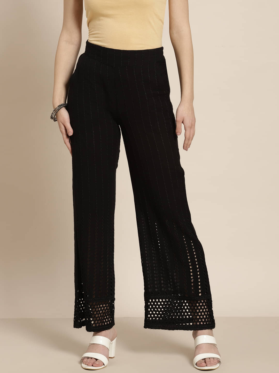Juniper - Black Rayon Flared Women's Palazzos ( Pack of 1 )     			Juniper - Black Rayon Flared Women's Palazzos ( Pack of 1 )