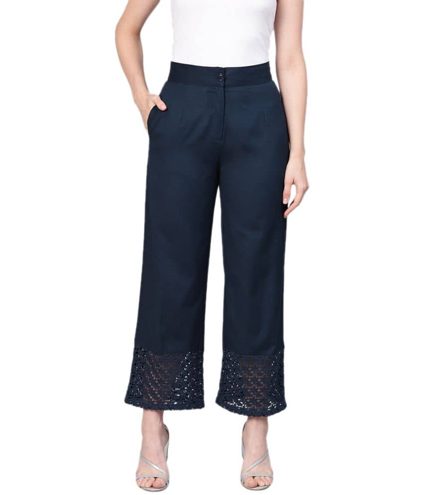 Juniper - Navy Cotton Blend Wide leg Women's Palazzos ( Pack of 1 )
