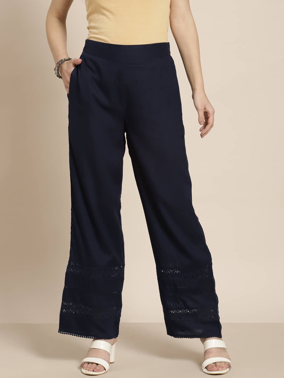 Juniper - Beige Rayon Wide leg Women's Palazzos ( Pack of 1 )