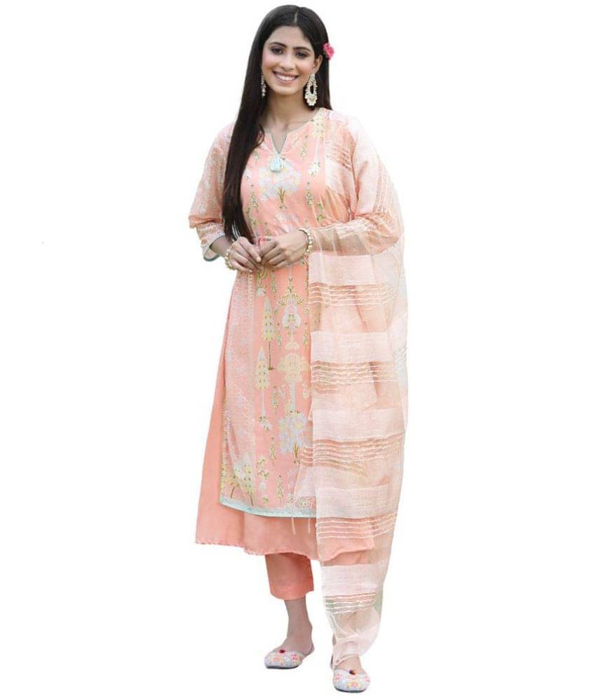 Juniper - Orange Double Layered Georgette Women's Stitched Salwar Suit ( Pack of 1 ) Juniper - Orange Double Layered Georgette Women's Stitched Salwar Suit ( Pack of 1 )