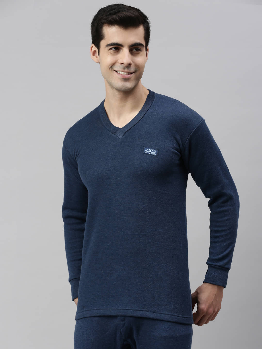 Lux Cottswool Pack of 1 Cotton Blend Thermal Tops For Men's ( Blue )